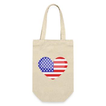 Herzförmige US-Flagge - Geschenkbeutel für Flaschen - Natur - Vorne
