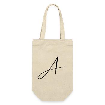 Name mit A Initiale für Anna Amelie Alexander - Geschenkbeutel für Flaschen - Natur - Vorne