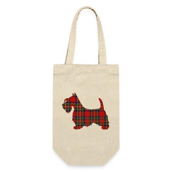 Tartan Scottie Hund | Pyrenäen-Linienlabor - Geschenkbeutel für Flaschen - Natur - Vorne
