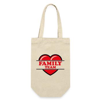 Family Team (Familie / Herz / Liebe / Love / R 2C) - Geschenkbeutel für Flaschen - Natur - Vorne