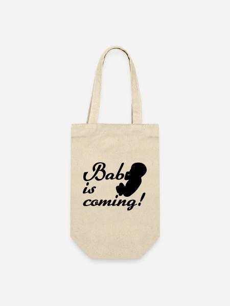 Baby is coming Geburt, Schwangerschaft, Geschenke - Gift Bag for Bottles - nature