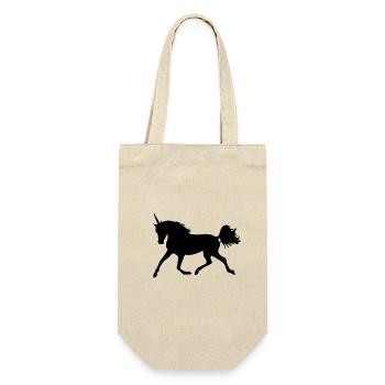 Einhorn Silhouette - Geschenkbeutel für Flaschen - Natur - Vorne