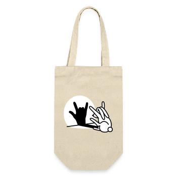 Kaninchen Schatten Hand ROCK Musik HARD ROCK Fan - Geschenkbeutel für Flaschen - Natur - Vorne