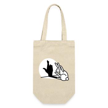 Lustige Kaninchen Hand Schatten Finger kreuzen - Geschenkbeutel für Flaschen - Natur - Vorne