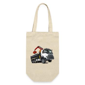 LKW mit Kran - Geschenkbeutel für Flaschen - Natur - Vorne