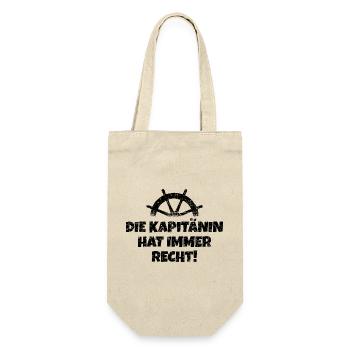 Die Kapitänin hat immer Recht Boot & Segeln - Geschenkbeutel für Flaschen - Natur - Vorne