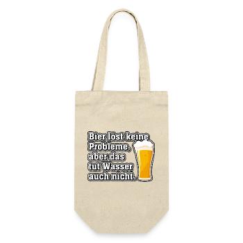 Bier löst keine Probleme, aber das tut Wasser... - Geschenkbeutel für Flaschen - Natur - Vorne