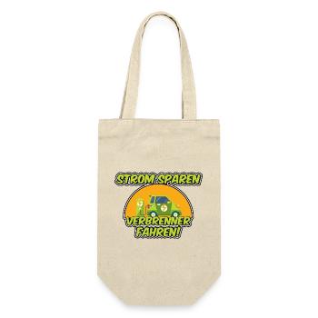 Strom sparen, Verbrenner fahren! - Geschenkbeutel für Flaschen - Natur - Vorne