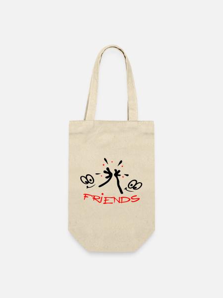Freunde, Friends, Comic - Geschenkbeutel für Flaschen - Natur