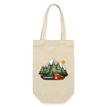 Chainsaw with forest and mountains - Gift Bag for Bottles - nature - Front