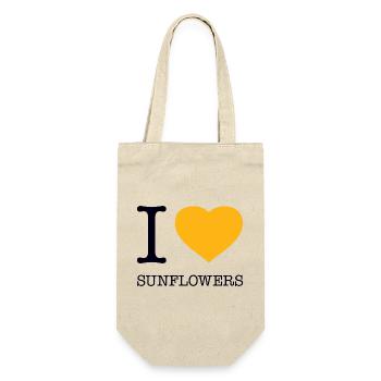 I LOVE SUNFLOWERS Sonnenblume - Geschenkbeutel für Flaschen - Natur - Vorne