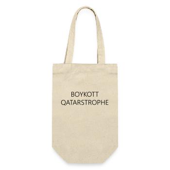 BOYKOTT QATARSTROPHE - Fußball Weltmeisterschaft - Geschenkbeutel für Flaschen - Natur - Vorne