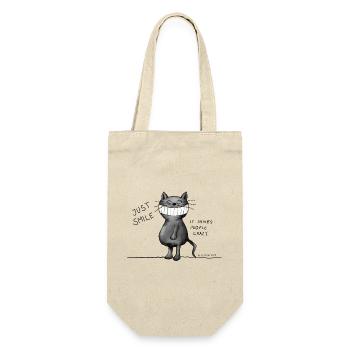 Just smile! It drives people crazy, Katze, grinsen - Geschenkbeutel für Flaschen - Natur - Vorne