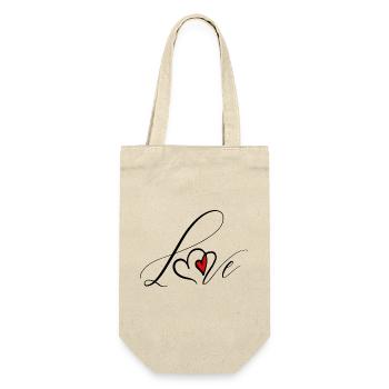 LOVE, LIEBE, SEVGI, ASK, HERZ - Geschenkbeutel für Flaschen - Natur - Vorne