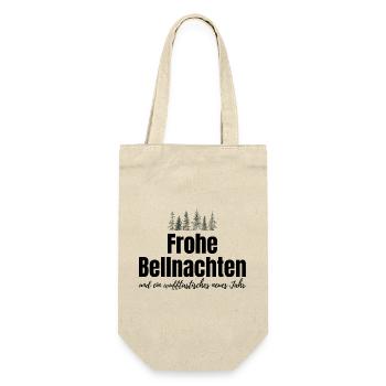 Hund Hunde Weihnachten - lustiger Weihnachtsspruch - Geschenkbeutel für Flaschen - Natur - Vorne