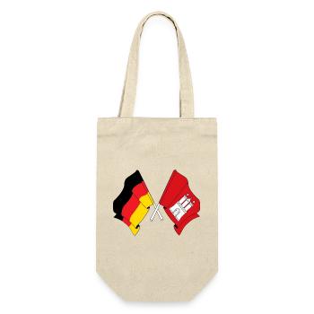Flagge Deutschland Flagge Hamburg gekreuzt - Geschenkbeutel für Flaschen - Natur - Vorne