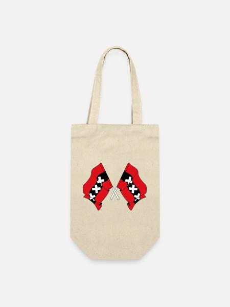 Zwei Flaggen Amsterdam Niederlande - Geschenkbeutel für Flaschen - Natur