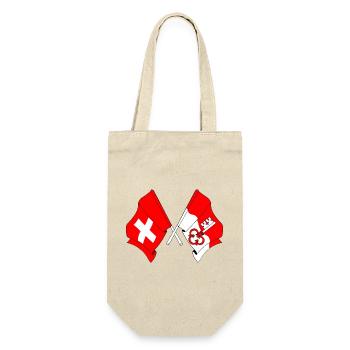 Schweiz-Flagge und Obwaldner Flagge - Geschenkbeutel für Flaschen - Natur - Vorne