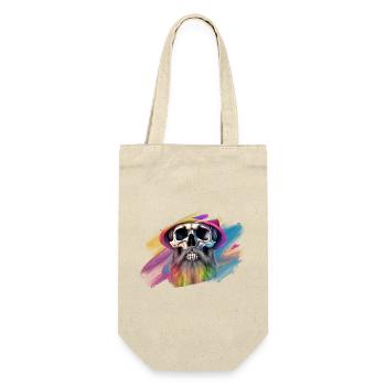 Bunte Regenbogen-Totenkopf-Designe - Geschenkbeutel für Flaschen - Natur - Vorne