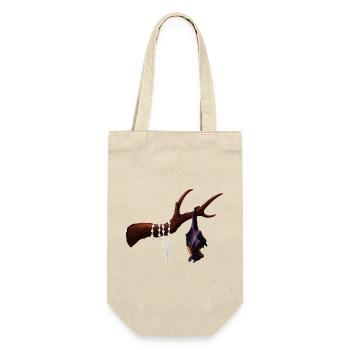 Flughund mit Ast, Rosenkränze, verschenken - Geschenkbeutel für Flaschen - Natur - Vorne