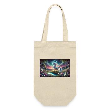 Ein mystisches Einhorn mit Aurora Boreralis - Geschenkbeutel für Flaschen - Natur - Vorne