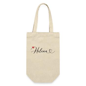Helena Name Vorname Kalligrafieherz - Geschenkbeutel für Flaschen - Natur - Vorne