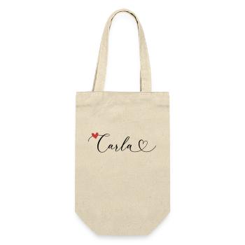 Carla Surname First name Calligraphy Heart - Gift Bag for Bottles - nature - Front