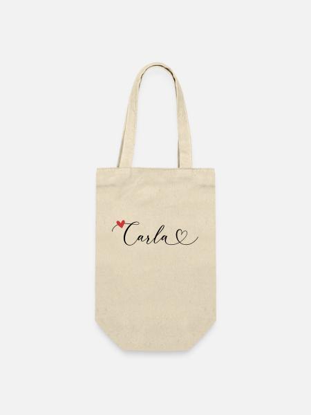 Carla Surname First name Calligraphy Heart - Gift Bag for Bottles - nature