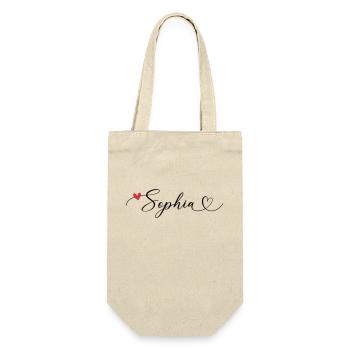 Sophia Nom Prénom Calligraphie Coeur - Sac à bouteille - nature - Devant