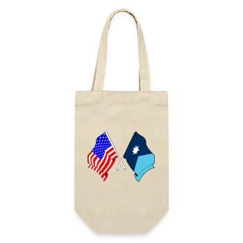 Flagge der USA und des Bundesstaates Minnesota gekreuzt - Geschenkbeutel für Flaschen - Natur - Vorne