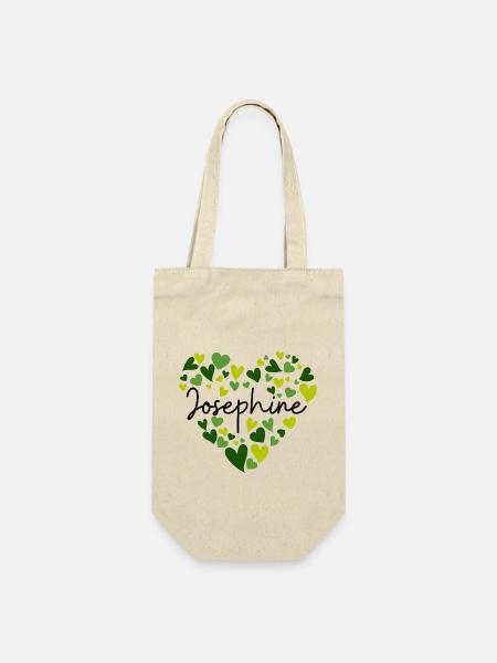 Joséphine Nom Design avec Oreille Verte En Forme de Coeur - Sac à bouteille - nature