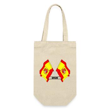 Gekreuzte spanische Flaggen mit SPANIEN - Geschenkbeutel für Flaschen - Natur - Vorne