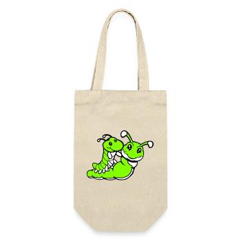 2 friends riding caterpillar father mother child dad mom - Gift Bag for Bottles - nature - Front