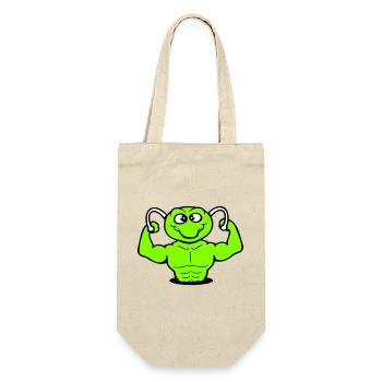 Raupe Bodybuilder Muskelaufbau Stark Fitness Gym - Geschenkbeutel für Flaschen - Natur - Vorne