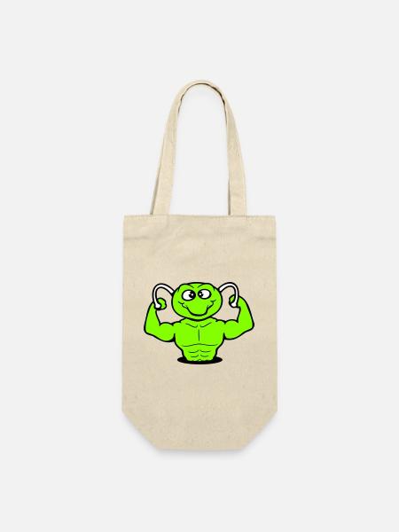 Raupe Bodybuilder Muskelaufbau Stark Fitness Gym - Geschenkbeutel für Flaschen - Natur