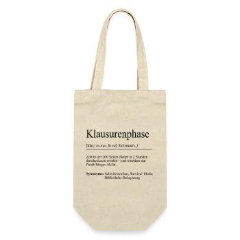 Unispruch "Klausurenphase" Geschenk, Studenten - Geschenkbeutel für Flaschen - Natur - Vorne