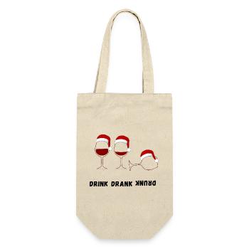 Drink Drank Drunk – Ugly Christmas Sweater Style - Geschenkbeutel für Flaschen - Natur - Vorne
