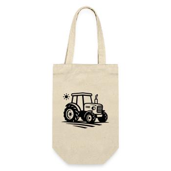 Landwirtschaft & Bauernhof | Traktor Logo - Geschenkbeutel für Flaschen - Natur - Vorne