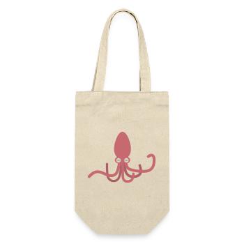 Pinker Tintenfisch – kawaii Cartoon Oktopus Design - Geschenkbeutel für Flaschen - Natur - Vorne