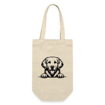 Golden Retriever mit Pfoten - Geschenkbeutel für Flaschen - Natur - Vorne