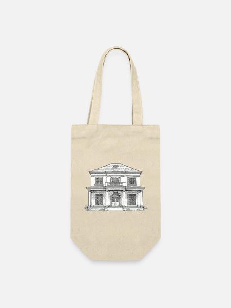 Villa Fassadenzeichnung Vintage-Stil - Geschenkbeutel für Flaschen - Natur