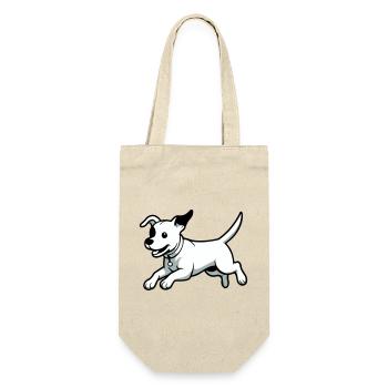Verspielter Hund-Cartoon - Geschenkbeutel für Flaschen - Natur - Vorne