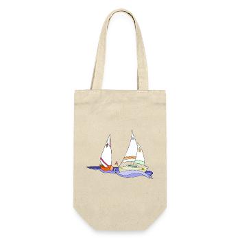 Segelboote - Geschenkbeutel für Flaschen - Natur - Vorne