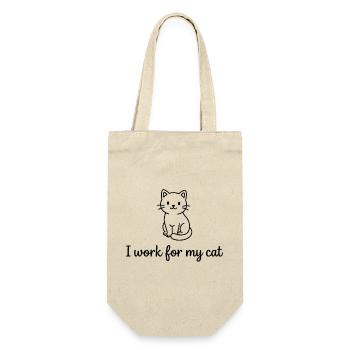 I Work For My Cat Funny Cat Owner Design - Gift Bag for Bottles - nature - Front