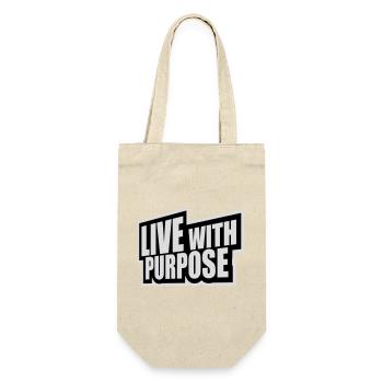 Live With Purpose Motivation Sinn Mindset Spruch - Geschenkbeutel für Flaschen - Natur - Vorne