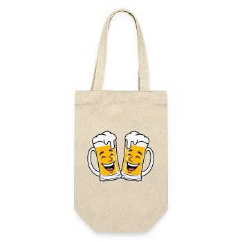 Bier Bierglas Biergläser Biertrinker Bier trinken - Geschenkbeutel für Flaschen - Natur - Vorne