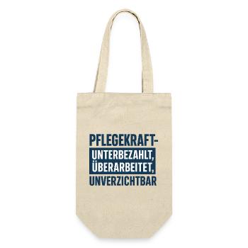 Pflegekraft Unterbezahlt Überarbeitet - Geschenkbeutel für Flaschen - Natur - Vorne