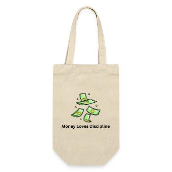Money Loves Discipline – Business Mindset - Gift Bag for Bottles - nature - Front