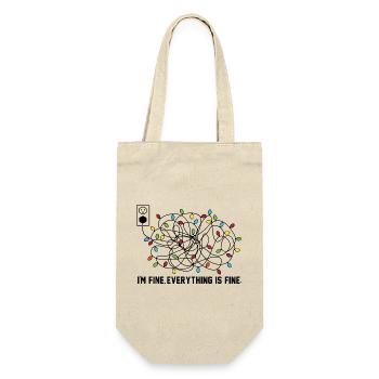 'm Fine Everything Is Fine Weihnachten Humor - Geschenkbeutel für Flaschen - Natur - Vorne