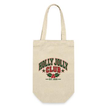 Holly Jolly Club Weihnachtsemblem - Geschenkbeutel für Flaschen - Natur - Vorne